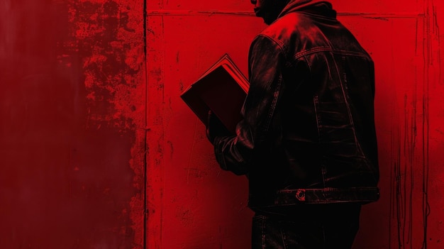 Una portada de libro electrónico de suspenso con una imagen conmovedora y un título intrigante en letra roja en negrita