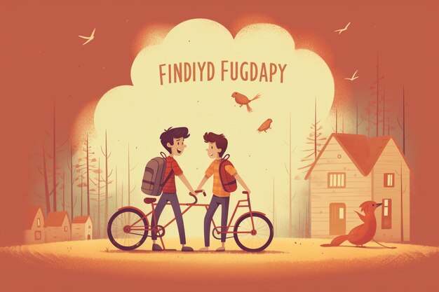 Una portada de libro para Findy Fuddry con un niño en bicicleta.