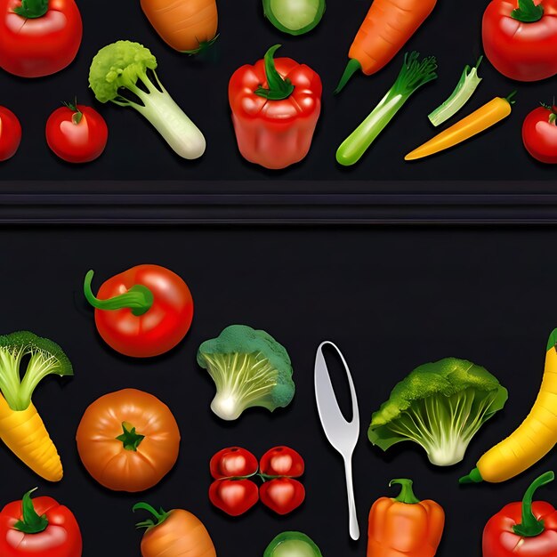 Foto una portada de menú cautivadora con una variedad de verduras vibrantes moldeadas por ia