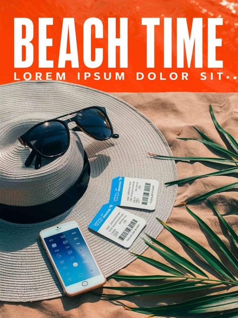 una portada de una revista que dice hora de la playa en ella