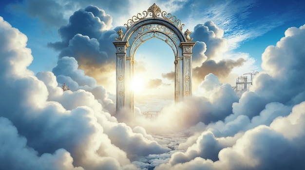 Portal celestial en medio de las nubes