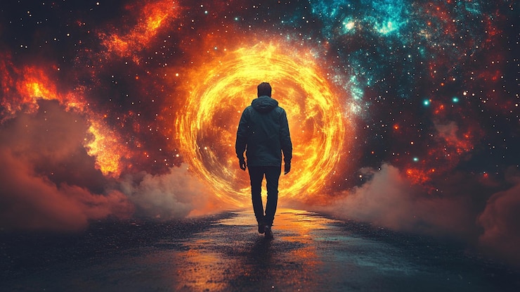 Foto un portal de ciencia ficción vibrante y brillante cruje con energía insinuando una puerta de entrada a otra dimensión.