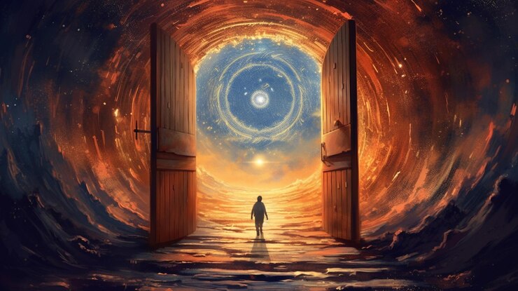 Foto portal a una dimensión de otro mundo más allá del espacio