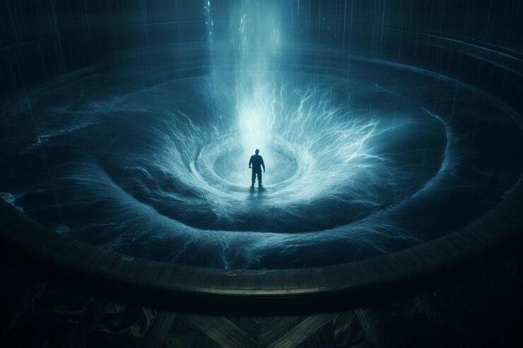 Foto un portal misterioso que se abre en las profundidades del espacio
