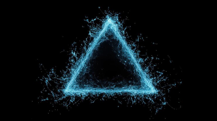Foto un portal triangular brilla con chispas y llamaradas de luz