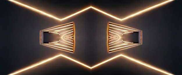 Portal de túnel de neón interior futurista abstracto Luces de neón de fondo oscuro moderno pasaje subterráneo El movimiento de la luz en la ilustración 3D de fondo de ciencia ficción oscura