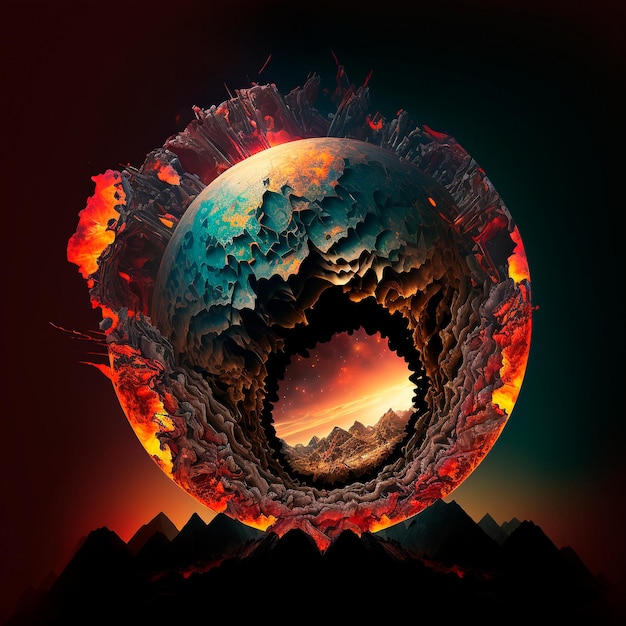 Portal weg von der Lavawelt Planet in Flammen Flucht aus der Lavawelt Lavawelt-Sammlung