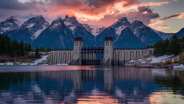 Foto portão da barragem de jackson no parque nacional de grand teton