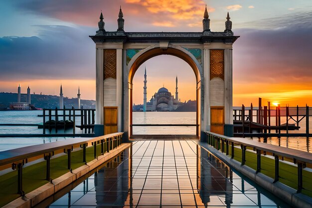 Portão de entrada ao pôr-do-sol em Istambul, Turquia