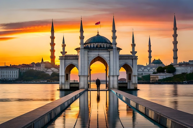 Portão de entrada ao pôr-do-sol em Istambul, Turquia