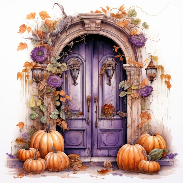 portão de entrada portas casa casa Halloween ilustração monstro assustador isolado vetor clipart fofo