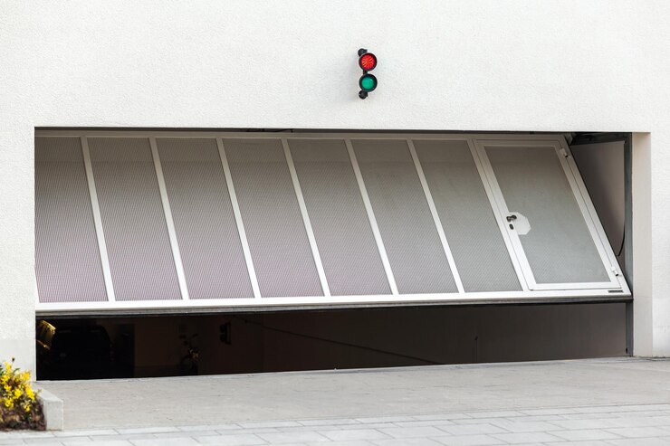 Foto portão de garagem porta de garagem que abre para estacionamento subterrâneo moderno portão de garagem automático