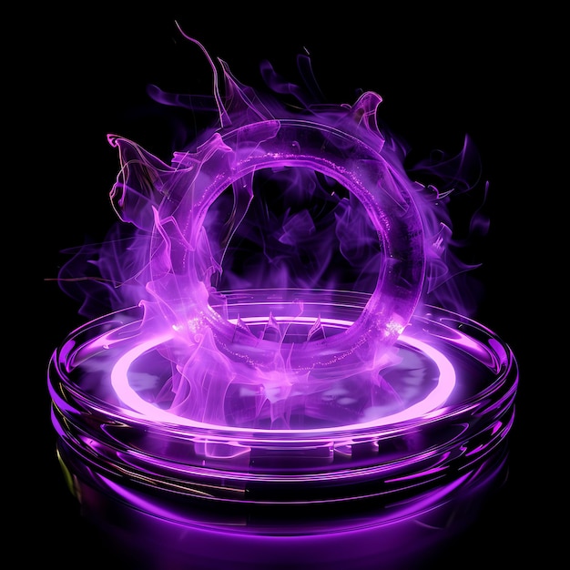 Foto portão de plasma com gás ionizado e chamas de lavanda feitas com objeto glowing f y2k neon art design