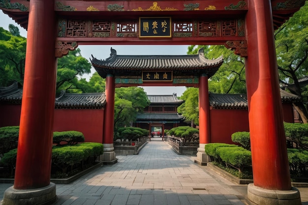 Foto portão do templo sereno numa cidade
