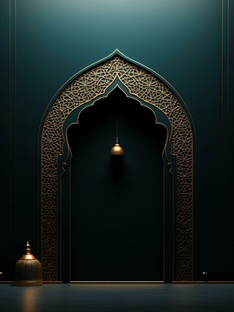 portão dourado na escuridão portão de ouro na noite portão de dourado em uma mesquita