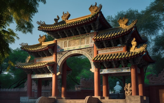 Foto portão memorial no parque foshan zumiao tradução templo ancestral ia gerativa