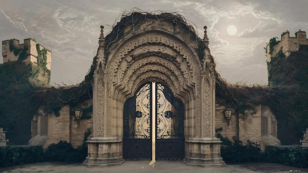 Portão principal no castelo mudéjar gótico