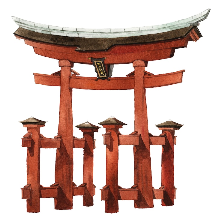 Foto portão torii de kyoto adesivo de aquarela png arquitetura japonesa fundo transparente