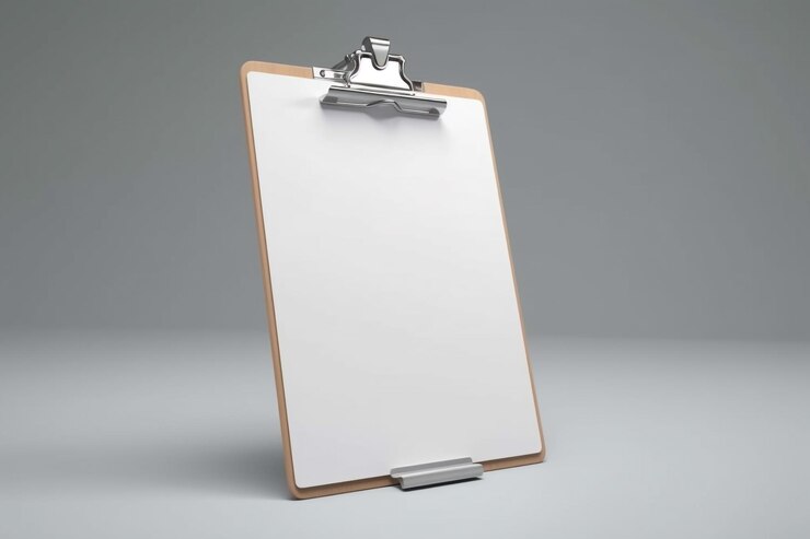 Portapapeles aislado con papel en blanco blanco para maqueta de diseño IA generativa