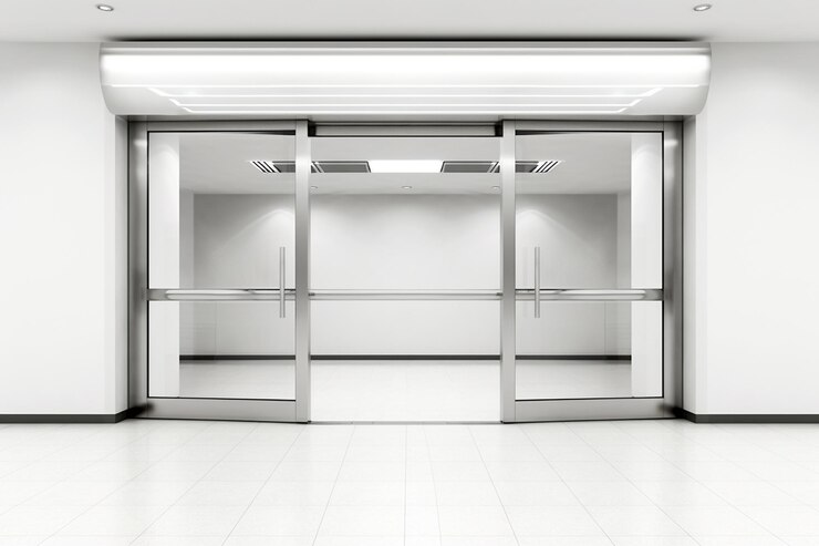 Foto portas automáticas brancas melhoram o acesso ao interior
