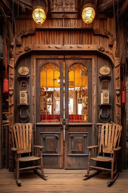 Portas de salão de estilo ocidental antigo