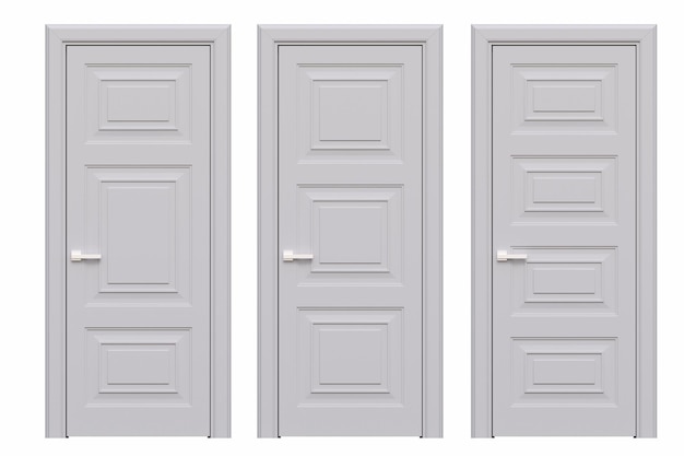 portas interiores isoladas em fundo branco mobiliário interior ilustração 3D cg render