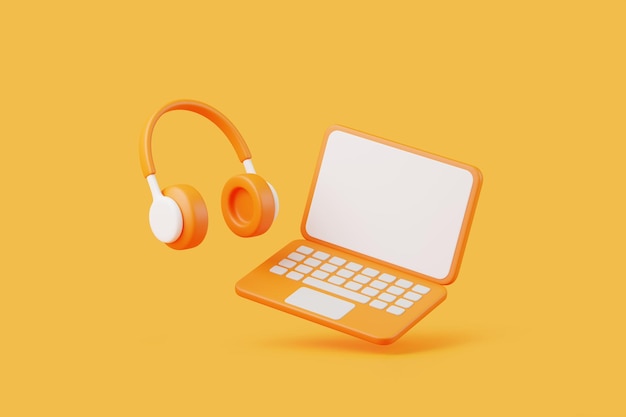 Portátil y auriculares para trabajos de audio digital