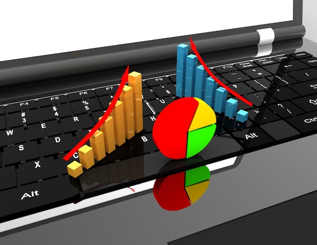 Portátil y gráfico. concepto de negocio