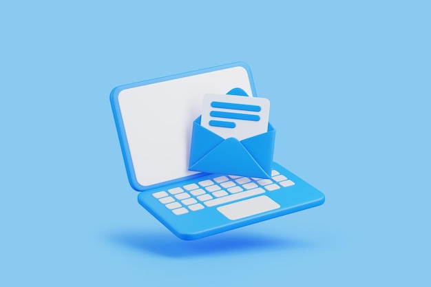 Portátil con icono de correo electrónico y sobre abierto