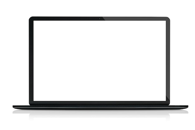 Portátil moderno con pantalla en blanco aislado sobre fondo blanco.