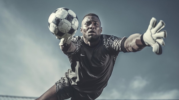 El portero de fútbol atrapa la pelota AI generativa