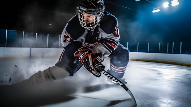 El portero de hockey sobre hielo bloqueando un tiro en un juego de apuestas altas