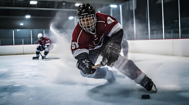 El portero de hockey sobre hielo bloqueando un tiro en un juego de apuestas altas