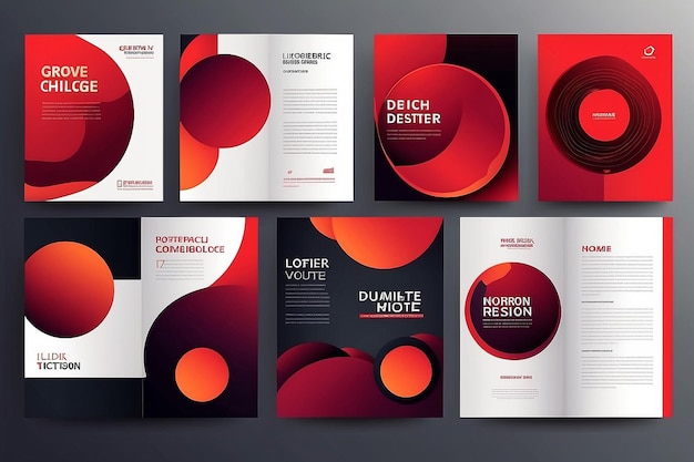 Portfolio-geometrische Design-Vektor-Satz Abstrakte rote flüssige grafische Gradientkreisform