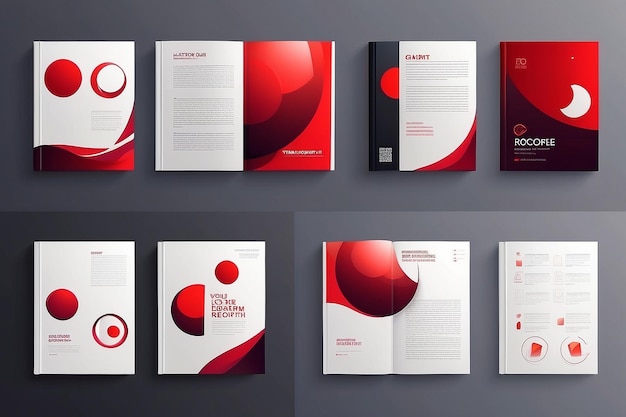 Portfolio-geometrische Design-Vektor-Satz Abstrakte rote flüssige grafische Gradientkreisform
