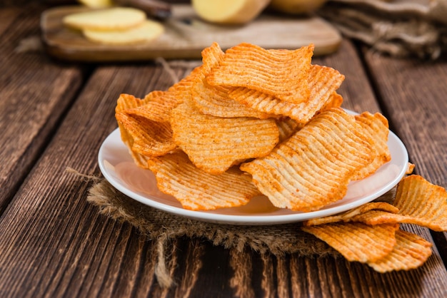 Portion geriffelte Kartoffelchips