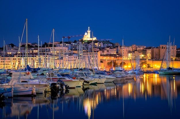 Porto antigo de Marselha à noite marseille, frança