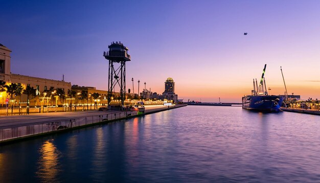 porto de Barcelona durante a noite Espanha