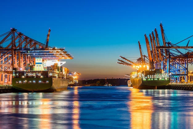 Foto porto de contêineres de hamburgo, alemanha