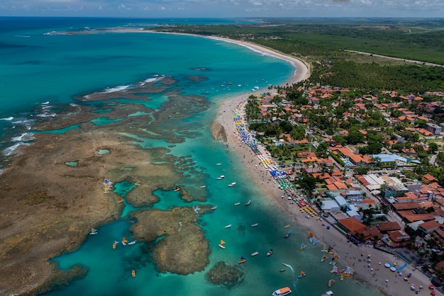 Porto de Galinhas Strand Ipojuca in der Nähe von Recife Pernambuco Brasilien Luftbild