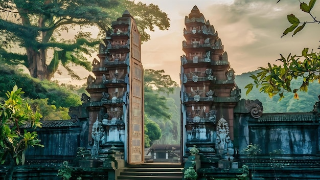 Portões do templo em Lempuyang luhur, em Bali, Indonésia