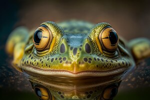 Foto porträt der grünen froschkröte im natürlichen lebensraum