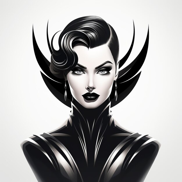 Porträt der Hexe und des Vampirs Halloween, das Logokonzept der bösen Macht des heimtückischen Verrats