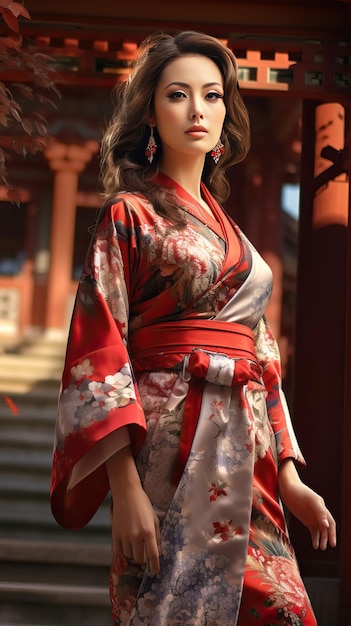 Porträt der schönen japanischen Geisha Generative AI