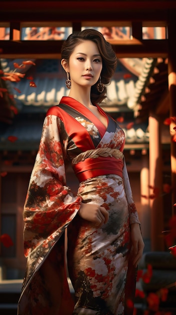 Porträt der schönen japanischen Geisha Generative AI