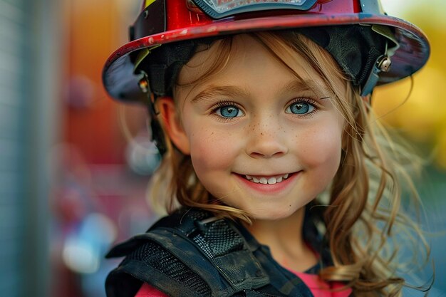 Foto porträt des kleinen feuerwehrmanns