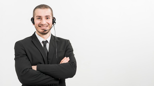 Foto porträt des männlichen call-center-agenten