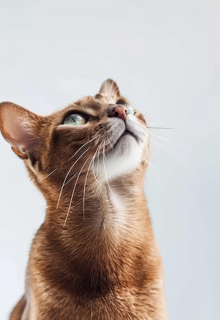 Porträt einer abessinischen Katze auf weißem Hintergrund