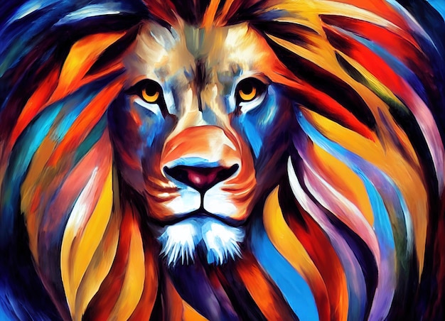 Porträt einer abstrakten Farbe artx9 des Löwes