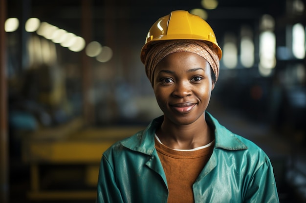 Porträt einer afrikanischen Fabrikarbeiterin Generative Ai